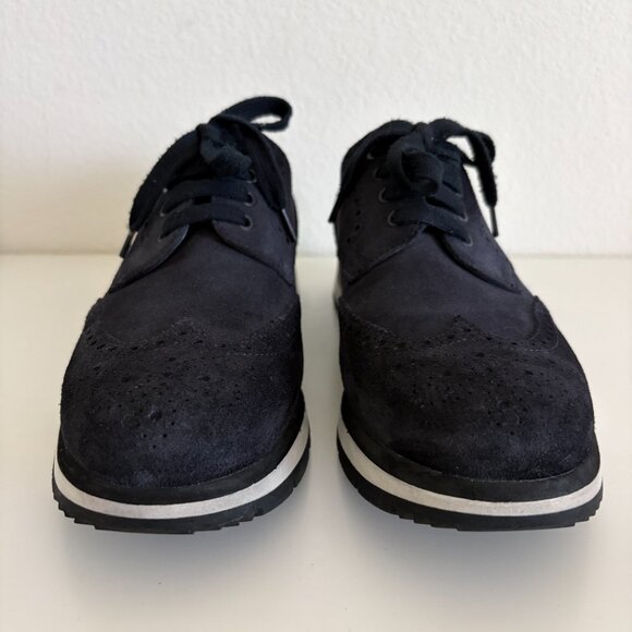 PRADA Suede Lasercut Accents Sneaker Mens 8 Black - Picture 4 of 11